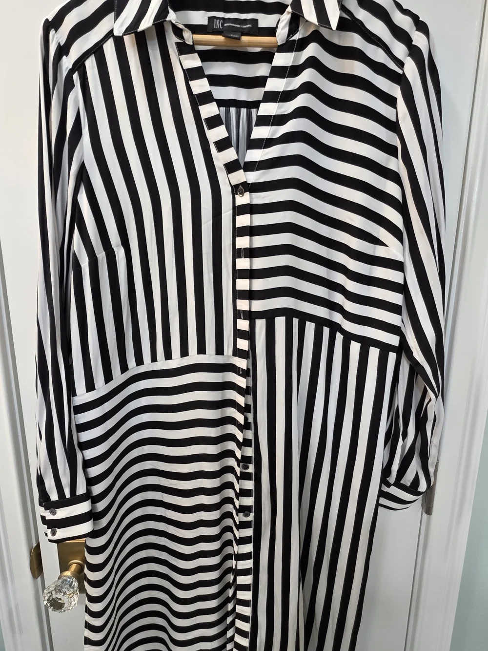 INC International Concepts Black and White Striped Tunic - Picture 4 of 11
